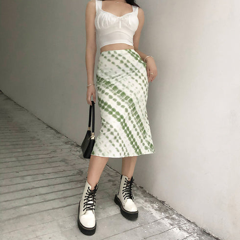 European And American Tie-dye High Waist Slim Wrap Hip Skirt - ROUTINE FASHION